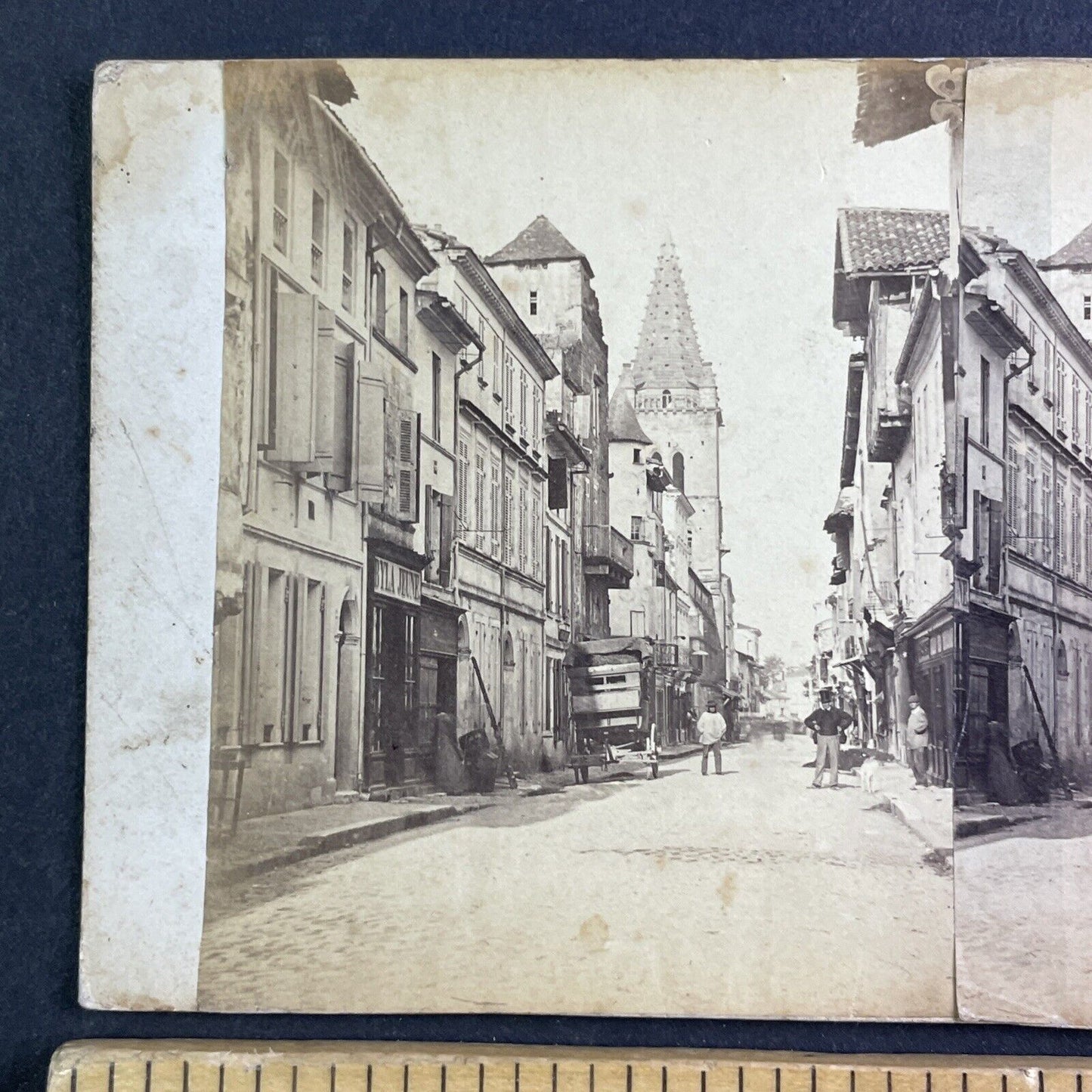 The Grand Rue Lisieux Normandy France Stereoview Antique c1860s X3269