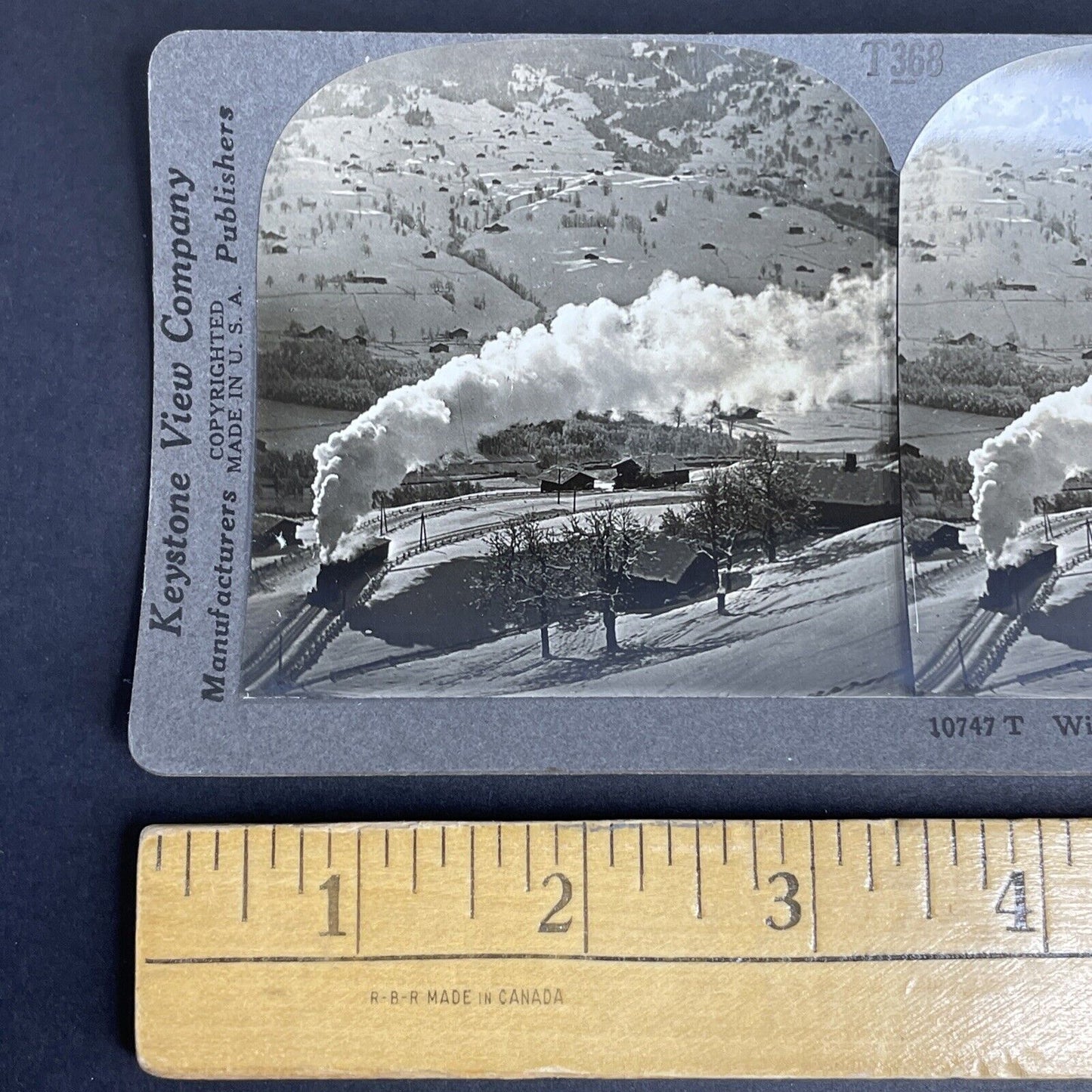 Antique 1905 Steam Train In Lauterbrunnen Switzerland Stereoview Photo Card P904