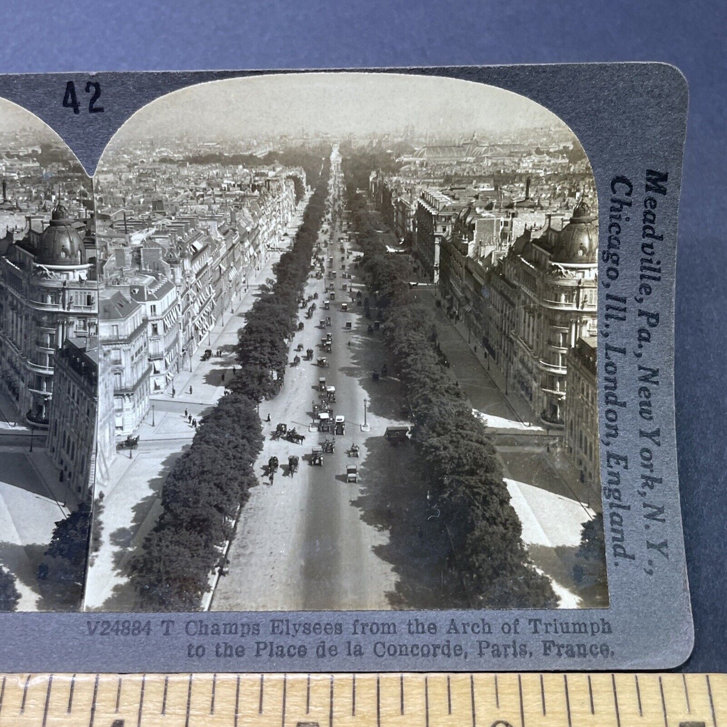 Antique 1910s Main Street In Paris France Stereoview Photo Card P2795