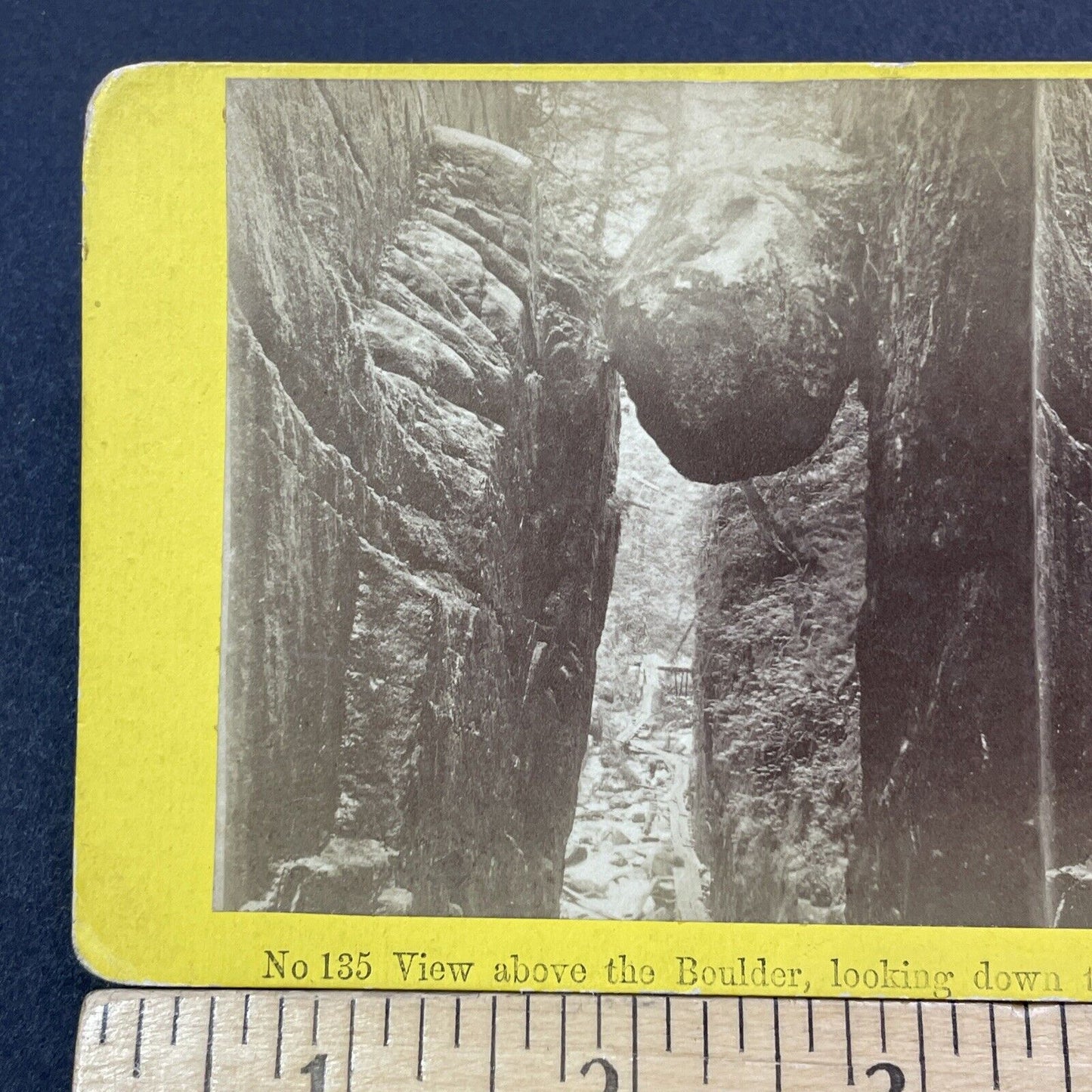 Antique 1870s Rock Flume Franconia Notch NH Stereoview Photo Card V1968