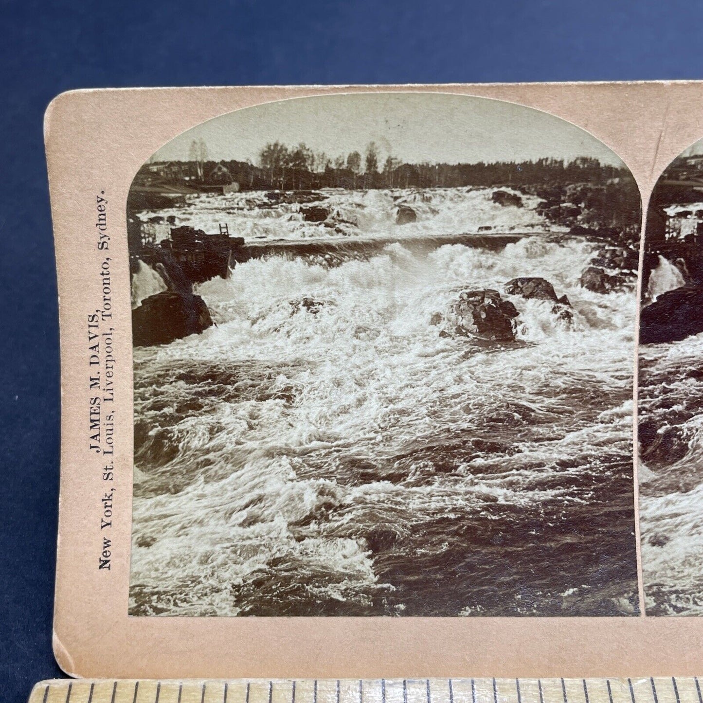 Antique 1896 Spring Melt River Rapids In Norway Stereoview Photo Card P1995