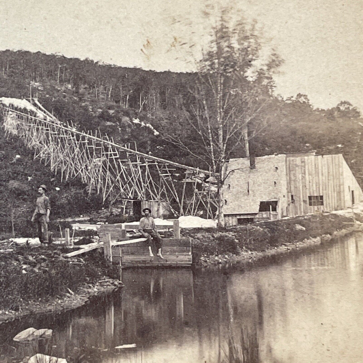 California Gold Rush Hydraulic Mining Stereoview Sierra Nevadas? Antique c1863