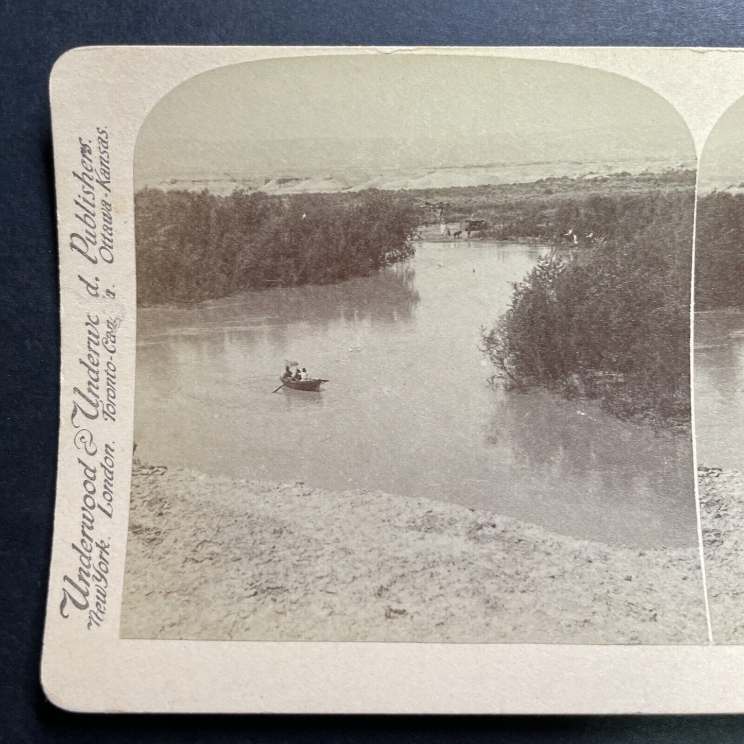 Antique 1899 The Jordan River Palestine Israel Stereoview Photo Card P1337