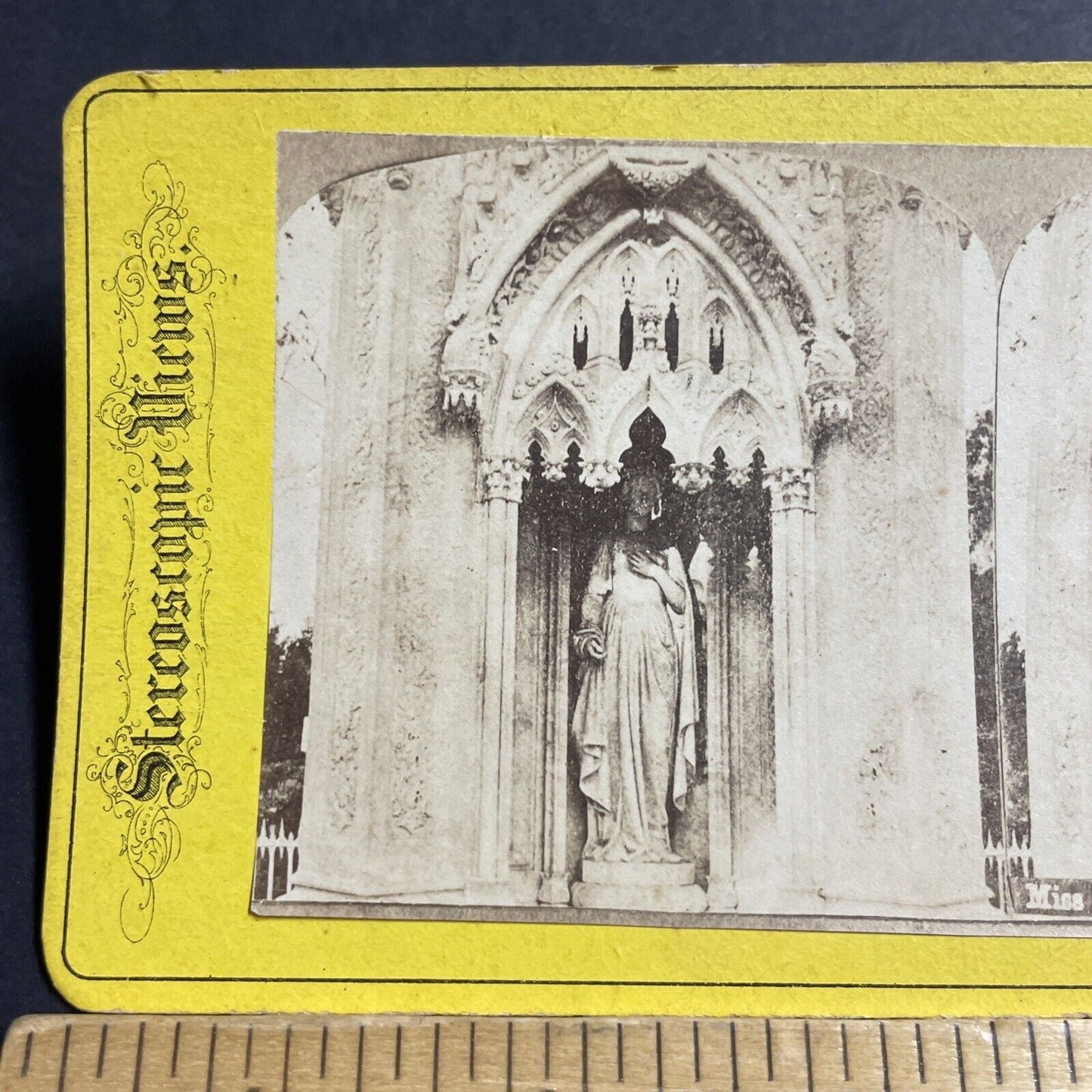 Antique 1870s Charlotte Canda Grave Green-Wood Cemetery Stereoview Photo P5206