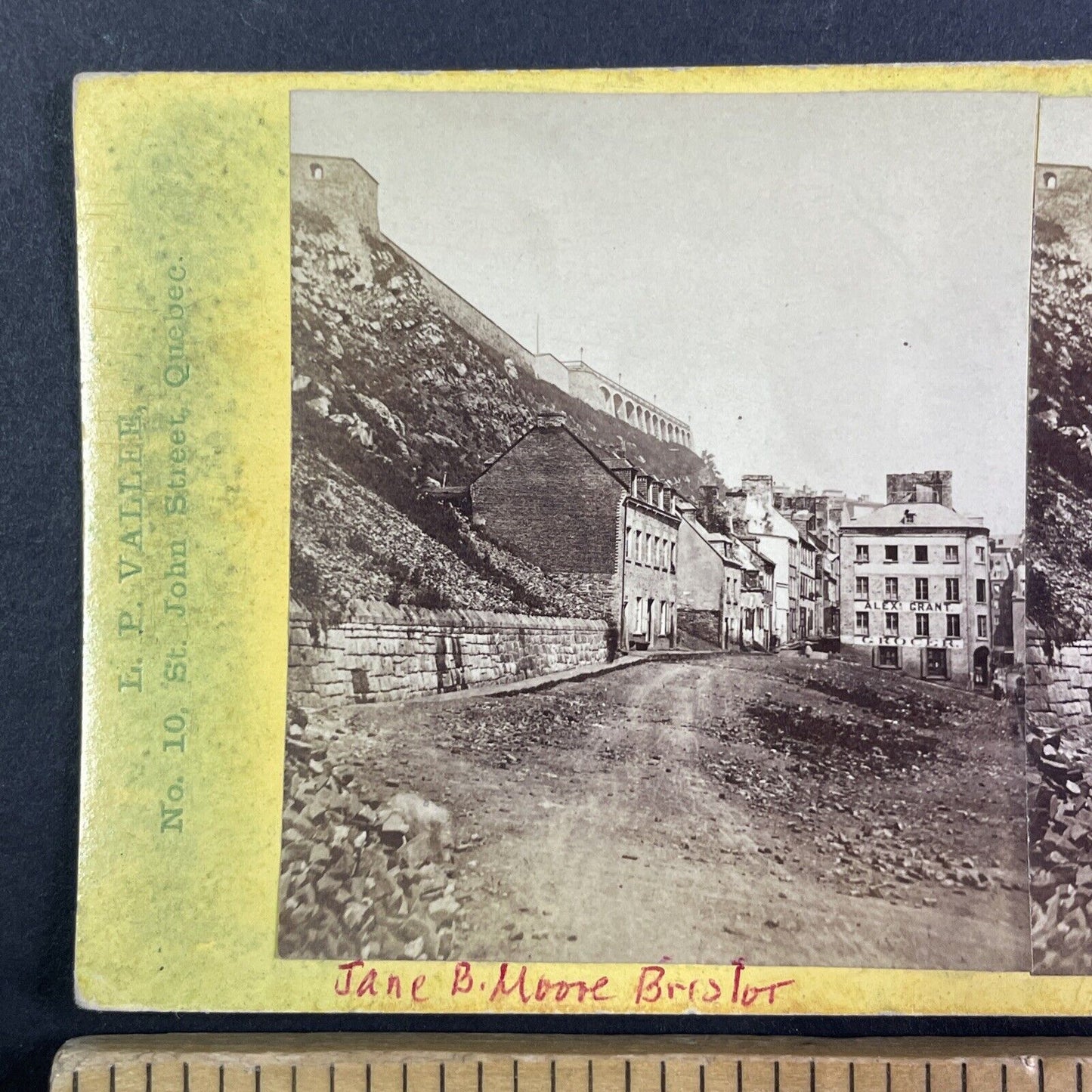 Durham Terrace Quebec City Canada Stereoview L.P. Vallee Antique c1870s Y2499