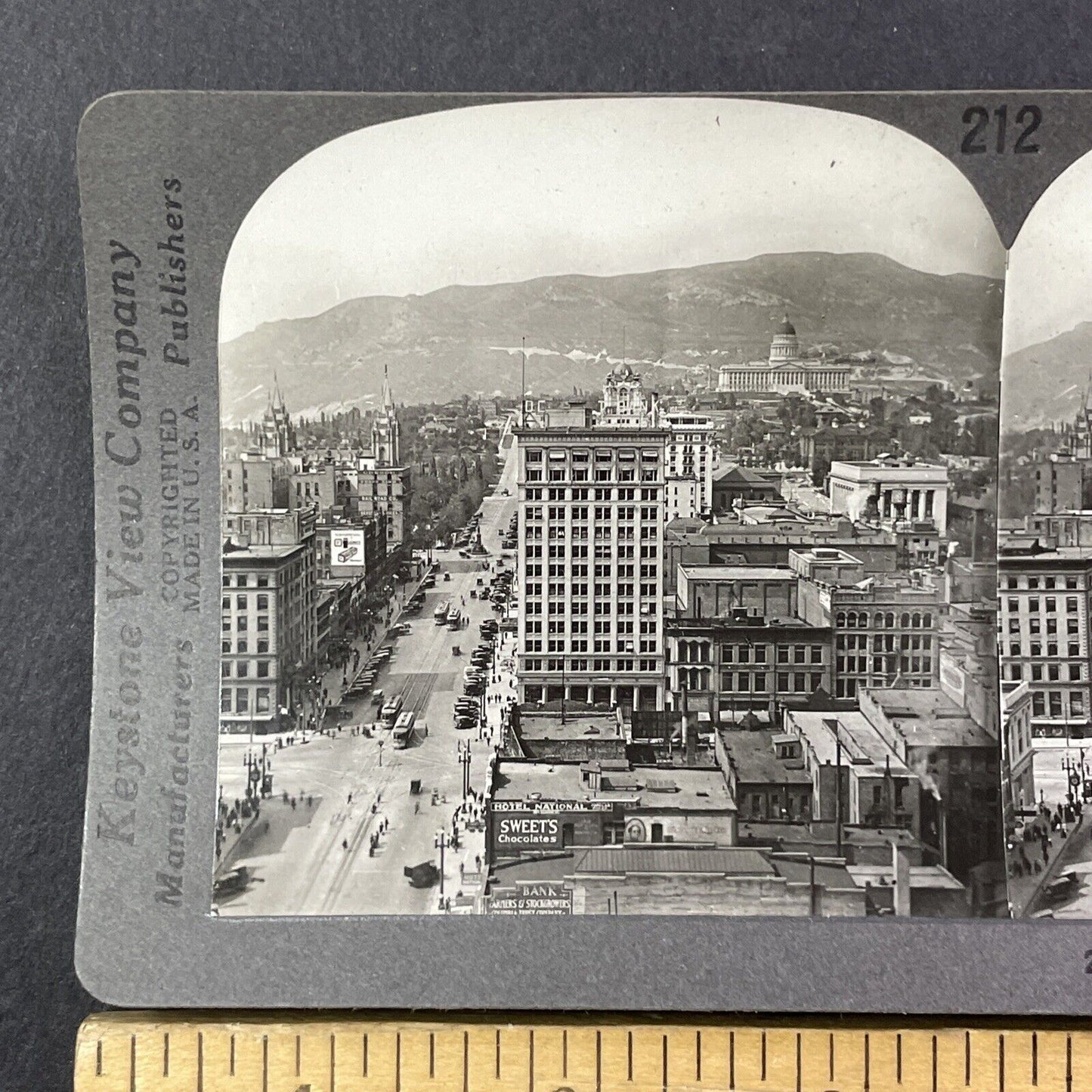 Salt Lake City Utah Aerial View Stereoview Antique c1920s Y987