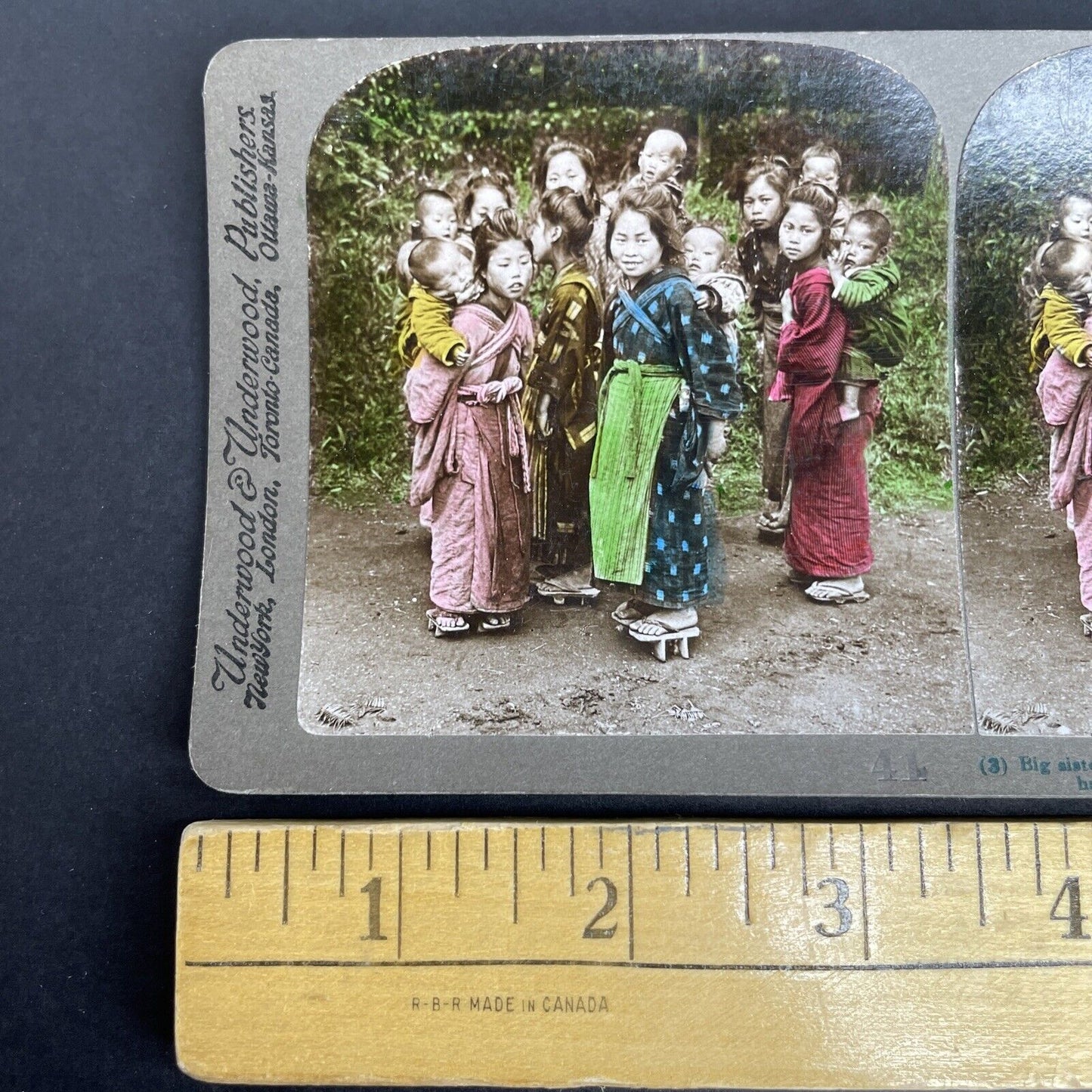 Antique 1904 Children In Yokohama Japan Stereoview Photo Card PC841