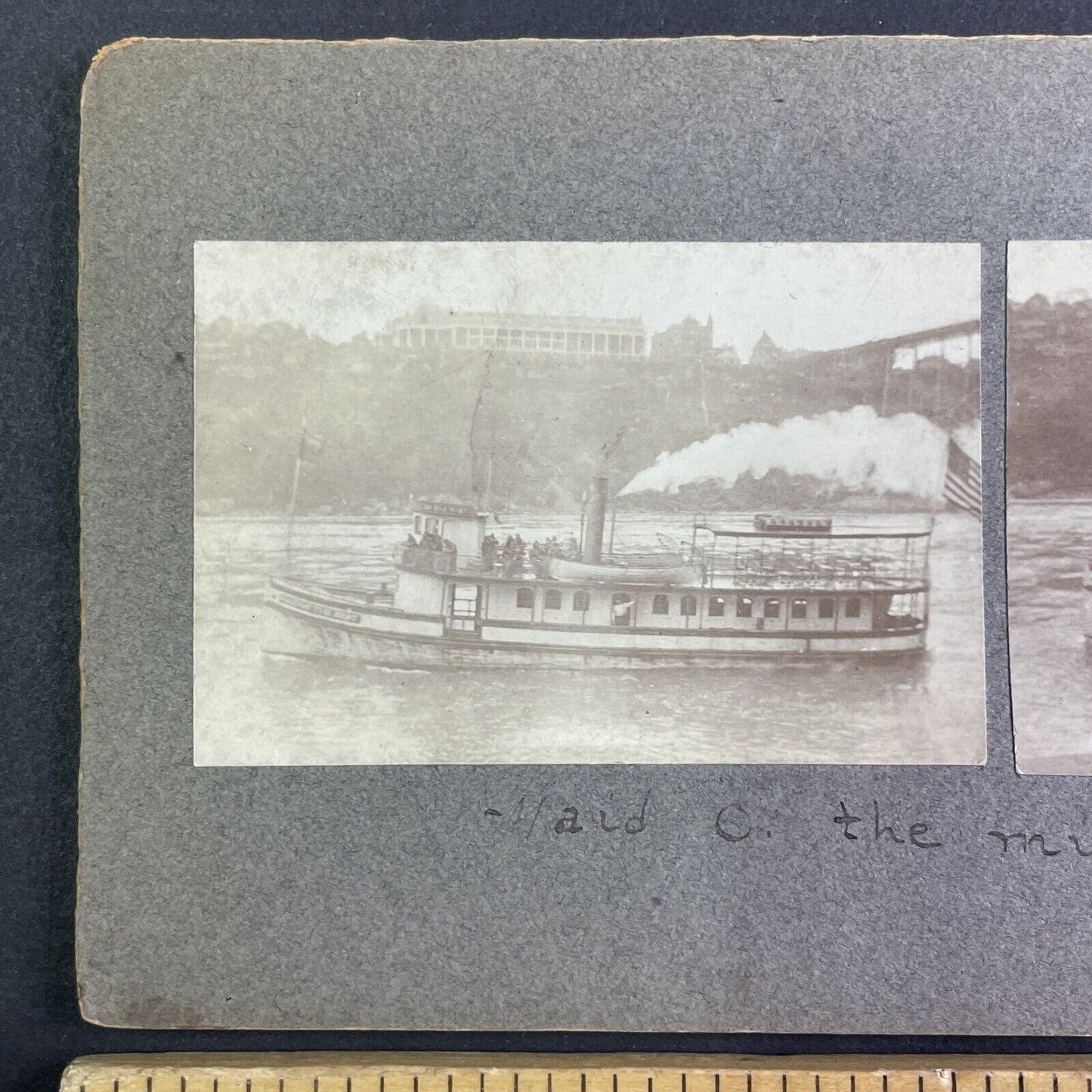 Maid of the Mist I Steamboat Stereoview Niagara River Antique c1885 Y1049