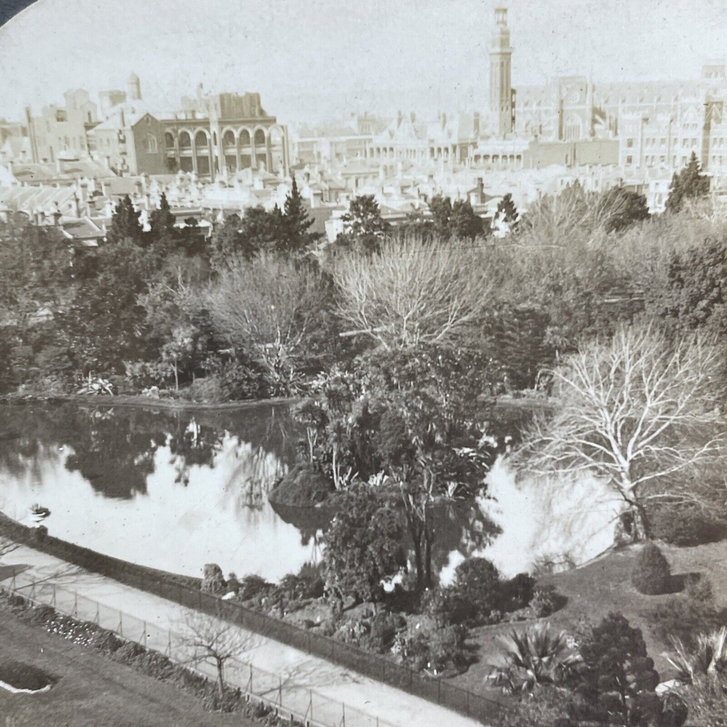 Antique 1908 Melbourne Australia City View Stereoview Photo Card P2139