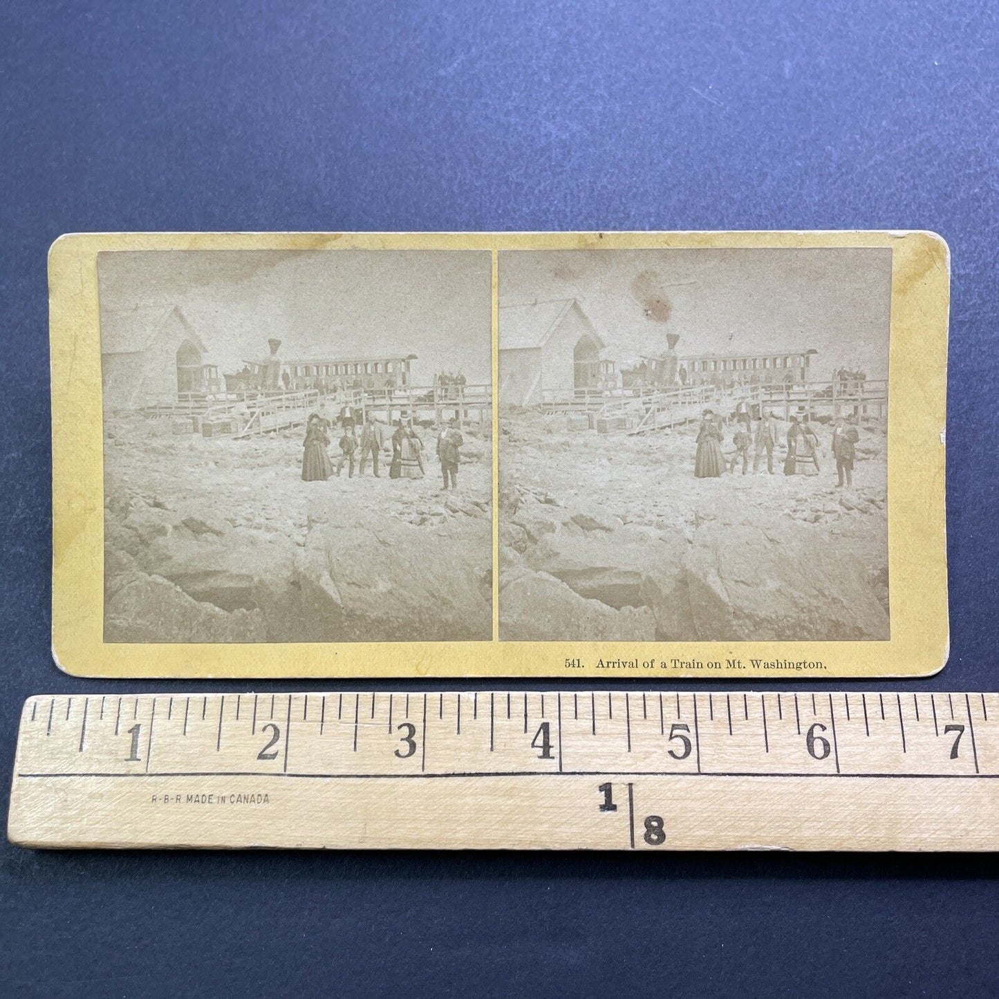 Antique 1870s Train Station Top Of Mt Washington NH Stereoview Photo Card V3585