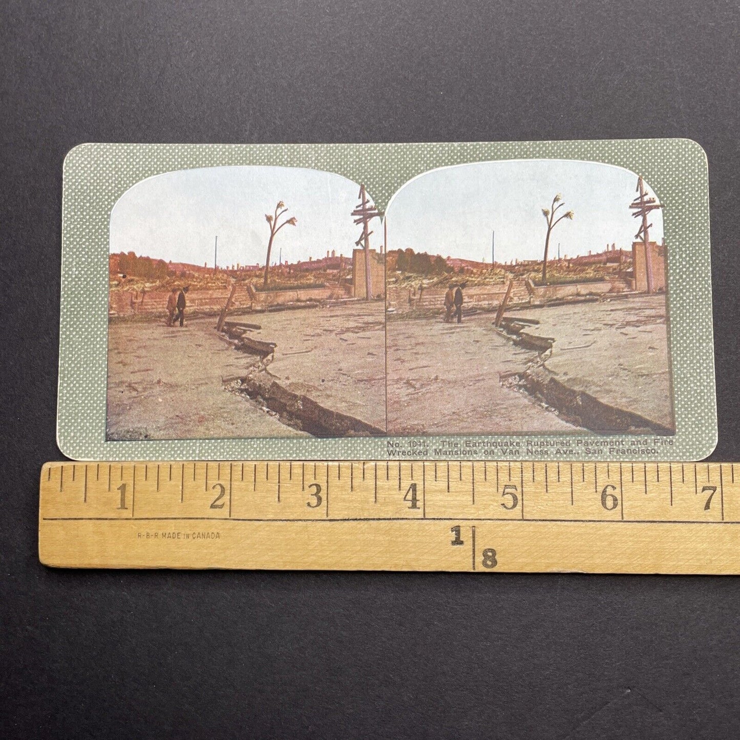 Antique 1910s San Francisco Earthquake Van Ness Av Stereoview Photo Card 2300-40