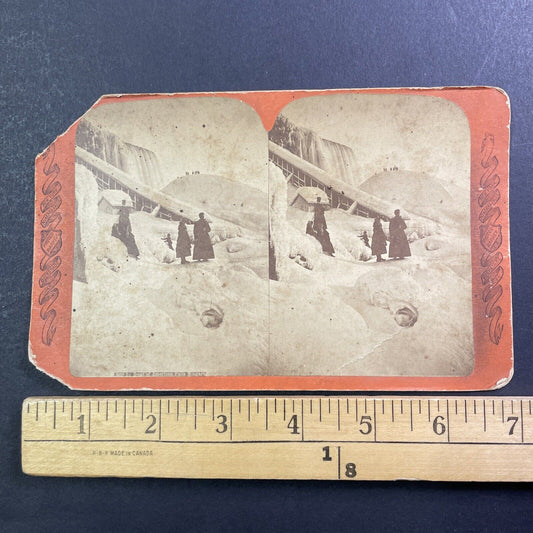 Niagara Falls Frozen Staircase Stereoview Charles Bierstadt Antique c1873 X4247