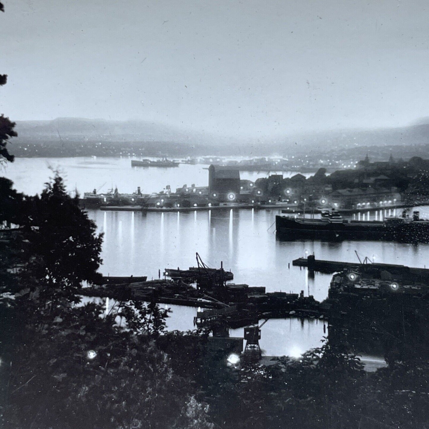 Antique 1920s Oslo Norway City And Harbour View Stereoview Photo Card V2975