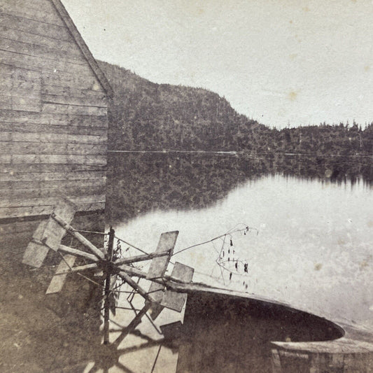 Antique 1870s Broken Mill Paddle Echo Lake NH Stereoview Photo Card V1959