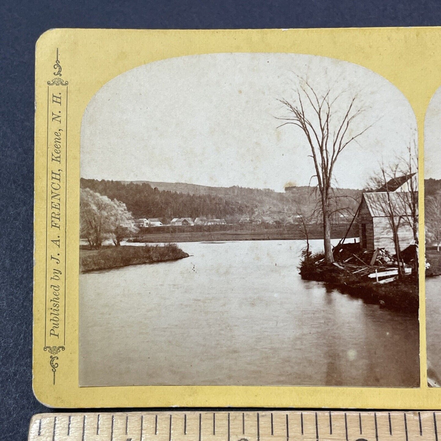 Antique 1870s Ashuelot River Keene New Hampshire Stereoview Photo Card V2142