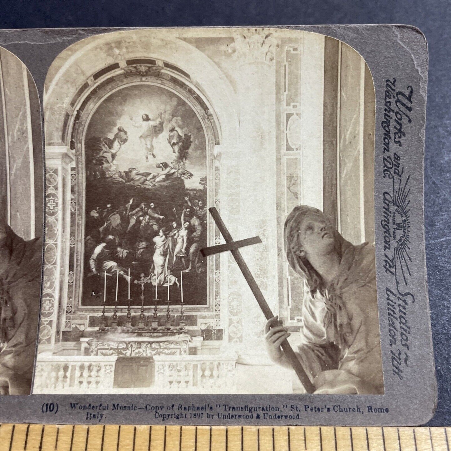 Antique 1897 Inside St. Peters Church Rome Italy Stereoview Photo Card P5515