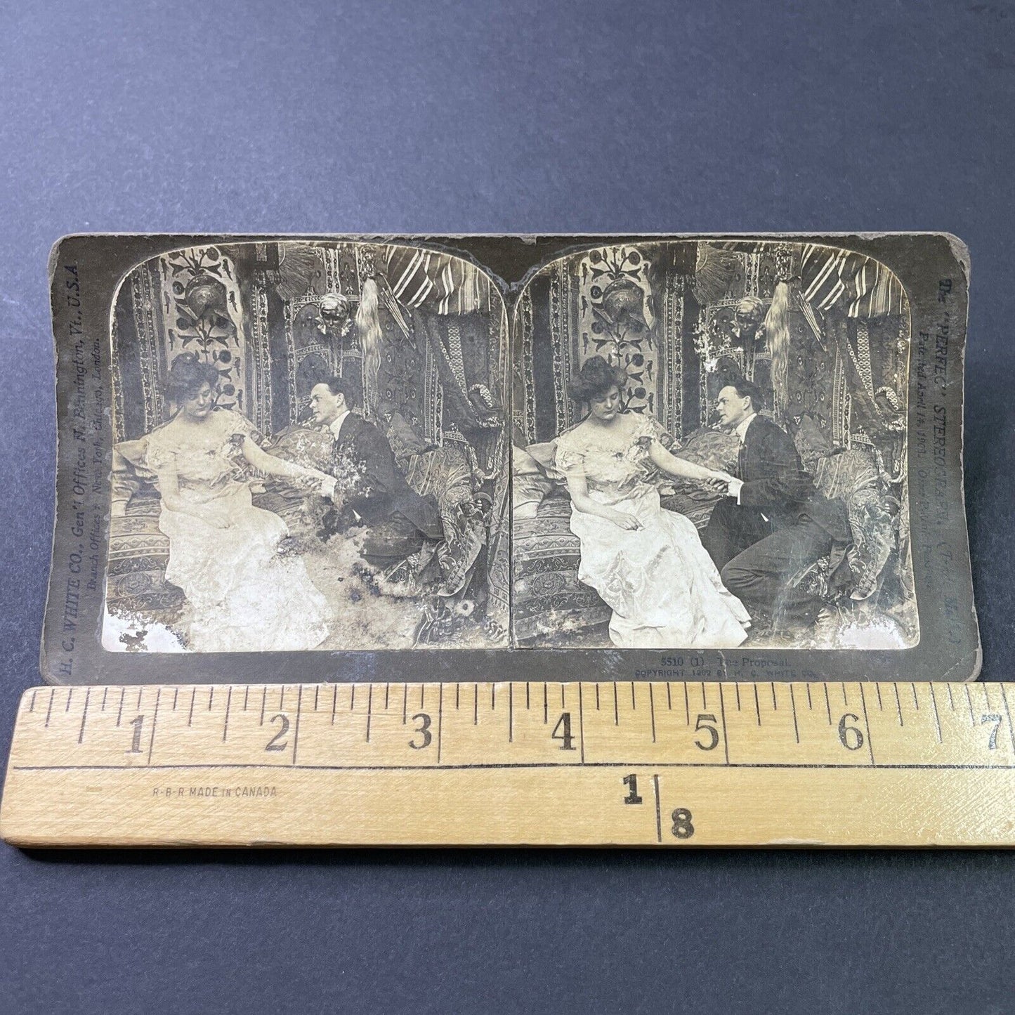 Antique 1902 Man Proposes To Woman For Marriage Stereoview Photo Card P2885