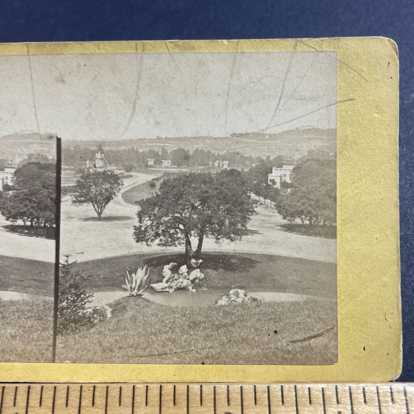 Antique 1870s Marseilles France Palais Longchamps Stereoview Photo Card P1980-06