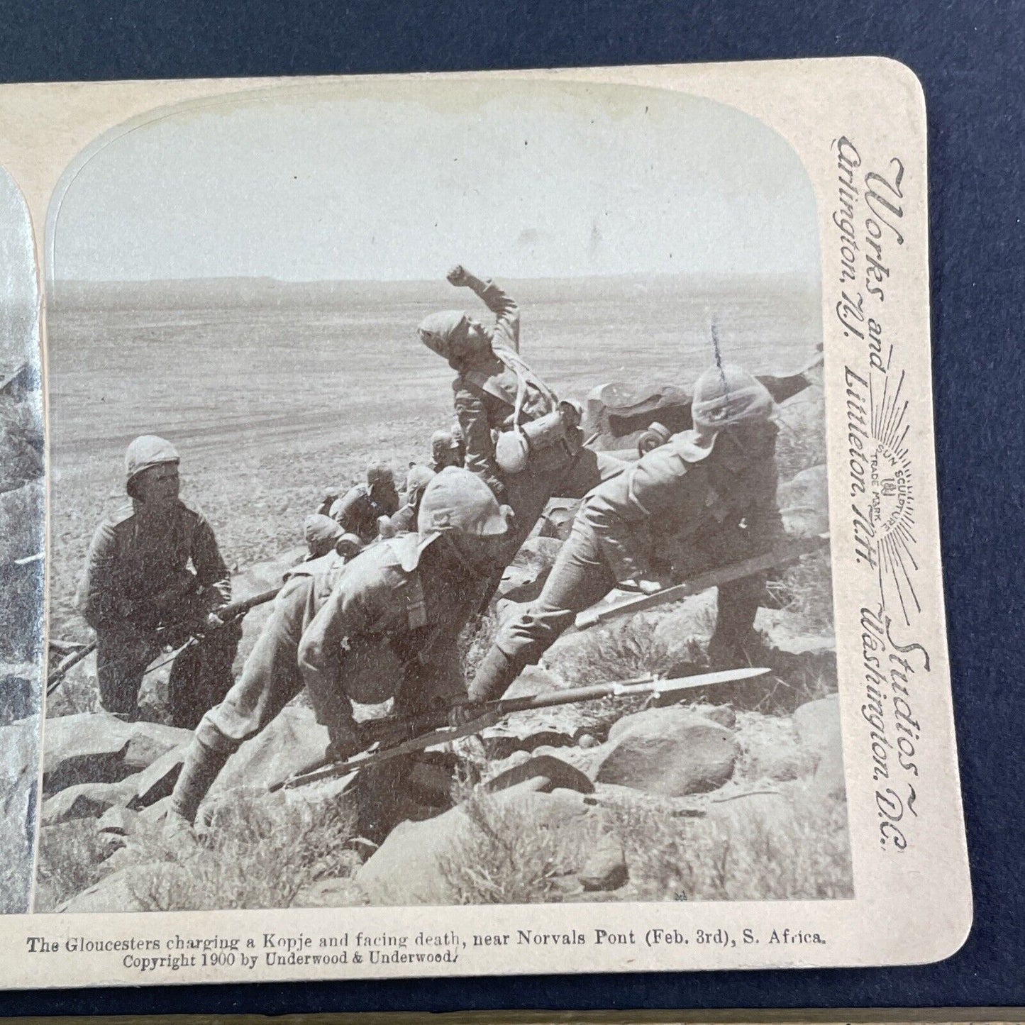 Soldiers Pinned Down by Gunfire Stereoview Boer War South Africa c1900 Y3012