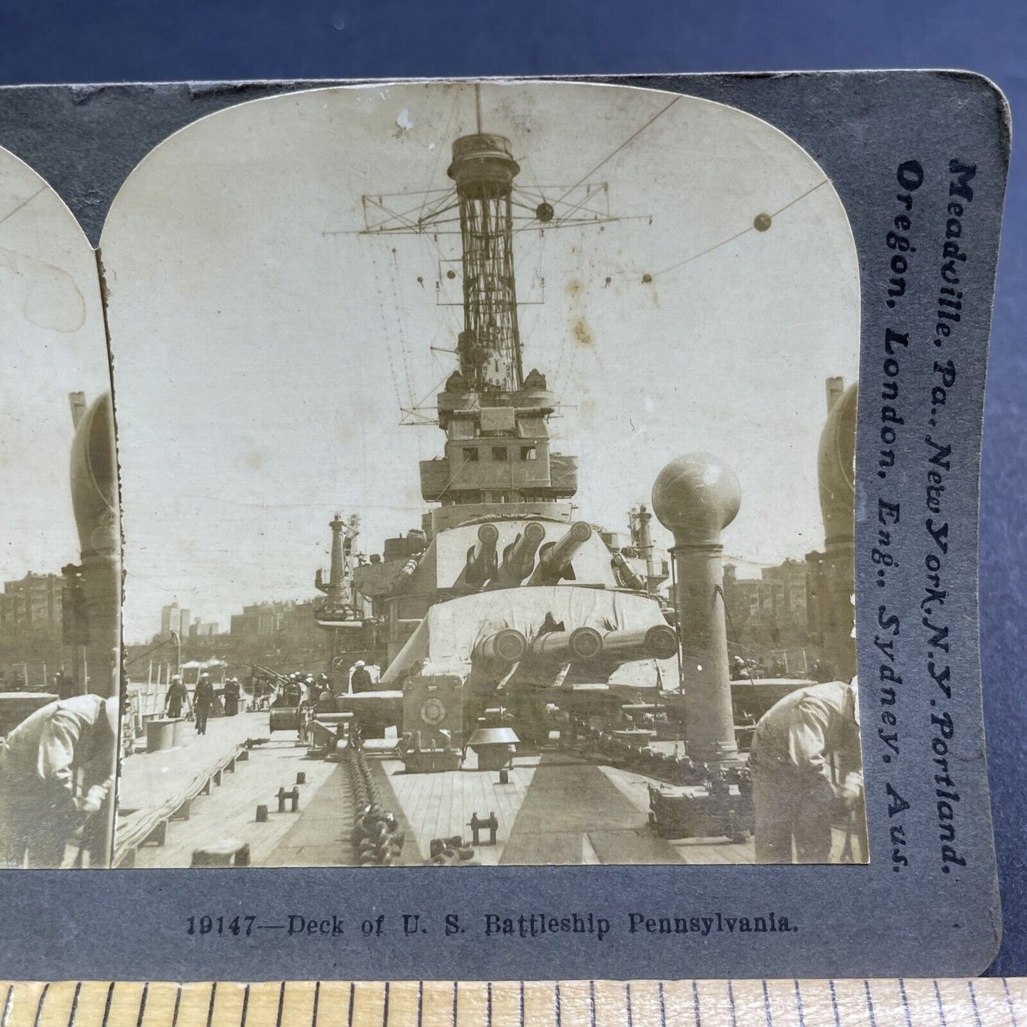 Antique 1919 USS Pennsylvania Navy Battleship Stereoview Photo Card P1948