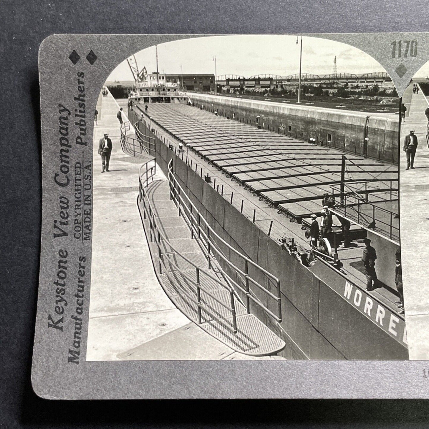 Antique 1934 Worrell Clarkson Great Lakes Cargo Ship Stereoview Photo Card P1311