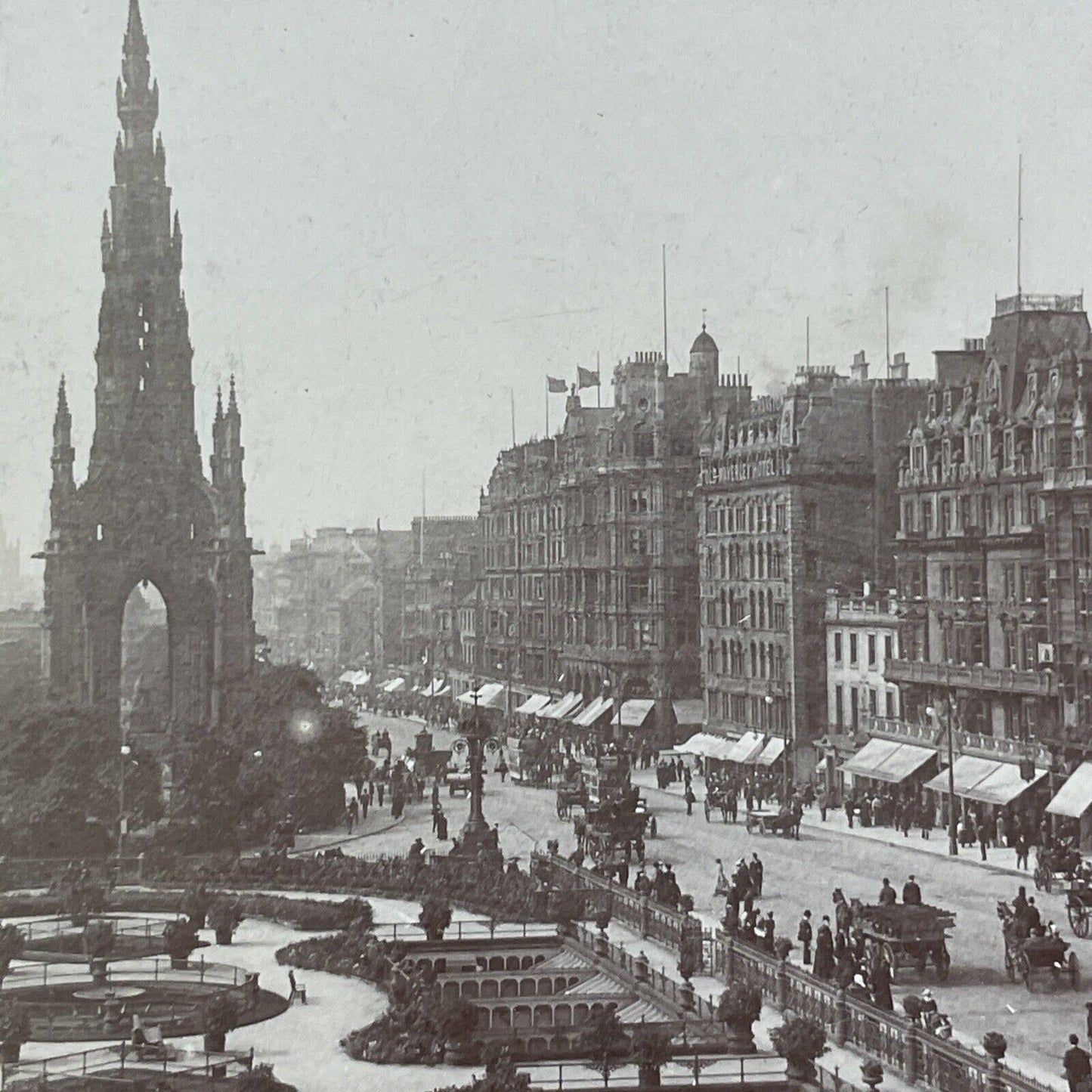 Princess Street Edinburgh Scotland Stereoview CH Graves Antique c1900 X2851