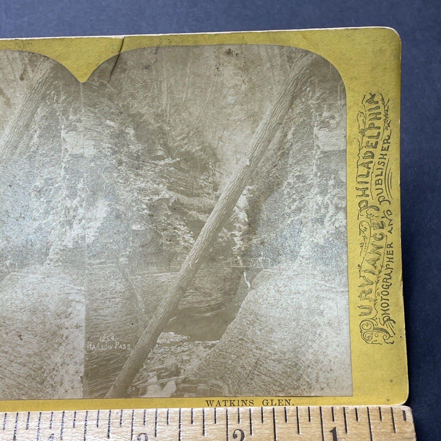 Antique 1860s Narrow Pass Watkins Glen New York Stereoview Photo Card P2307