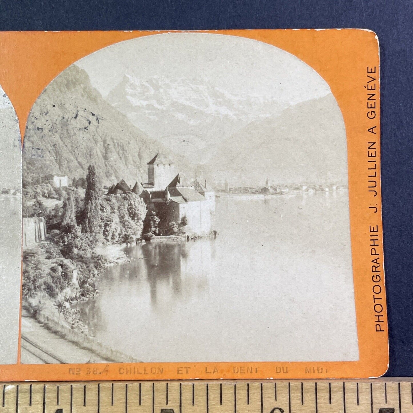 Chillon Castle Veytaux Switzerland Stereoview J. Jullien Antique c1893 X2610