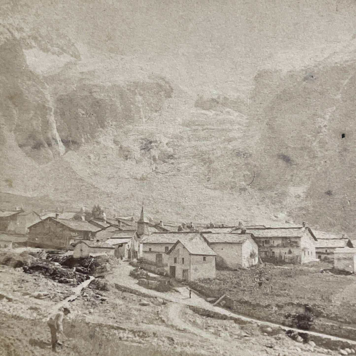 Antique 1860s Chamonix Station Bosson Glacier France Stereoview Photo Card P5188