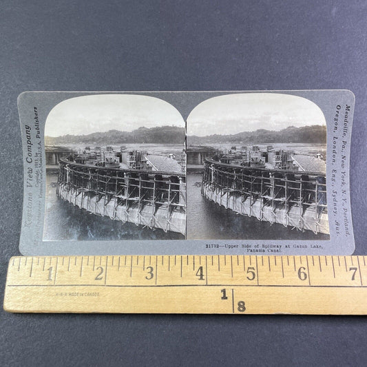 Gatun Lake Spillway Panama Canal Stereoview Antique c1913 Y2820