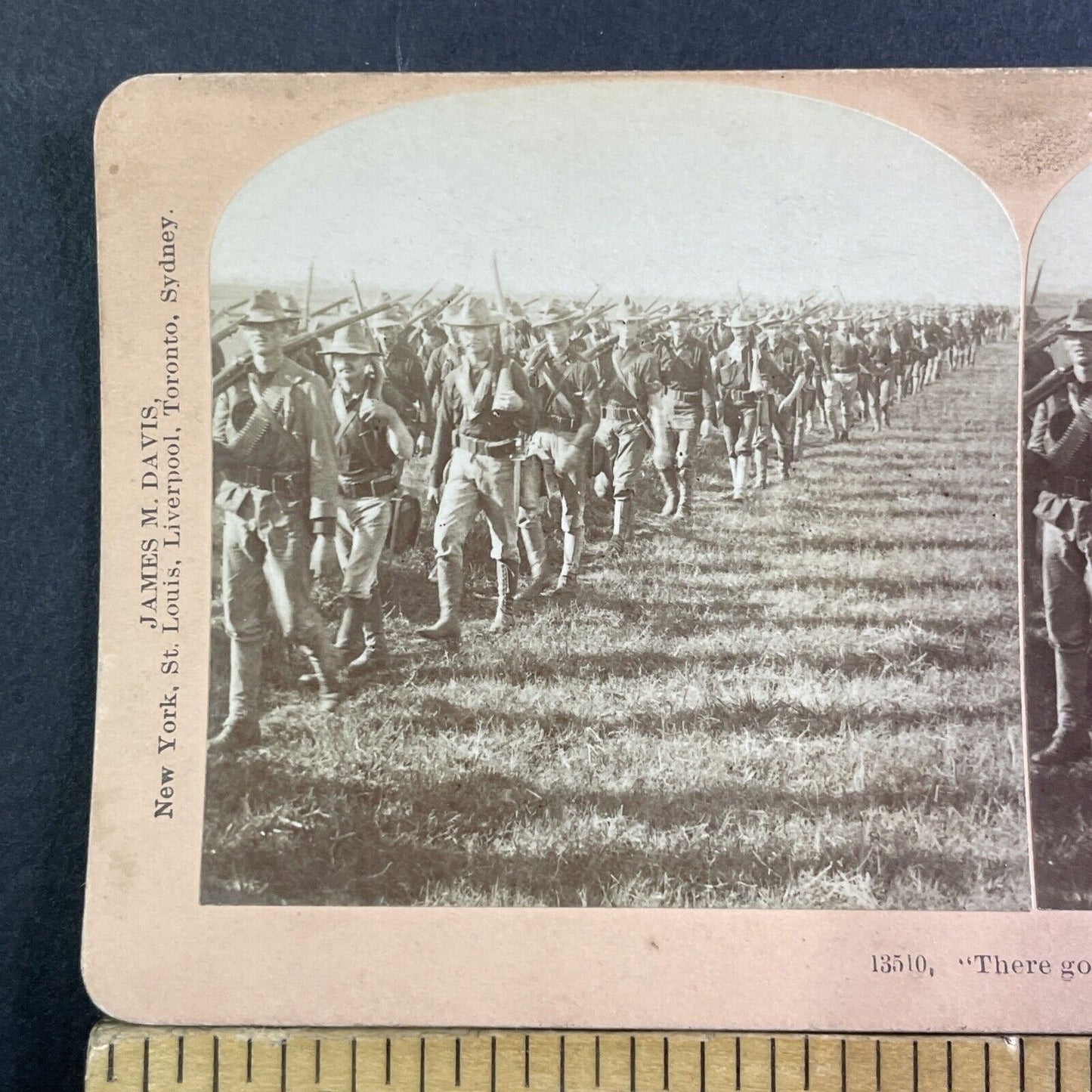 United States Infantry Army MArching To Orders Stereoview Antique c1900 X3533