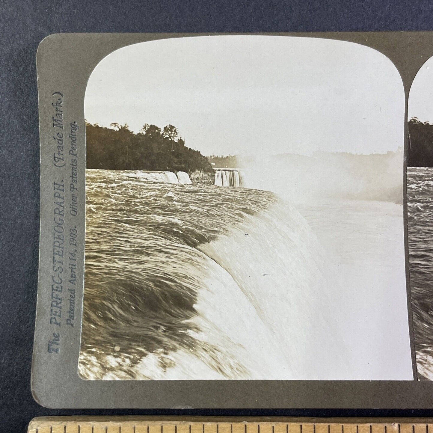 The Brink of the American Falls Stereoview H.C. White Antique c1903 Y2151