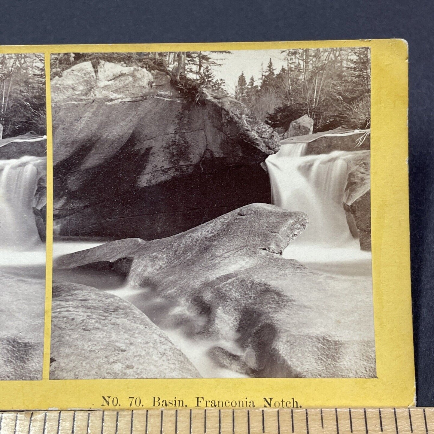 Antique 1870s Jumping Rock Basin Franconia Notch Stereoview Photo Card V1896