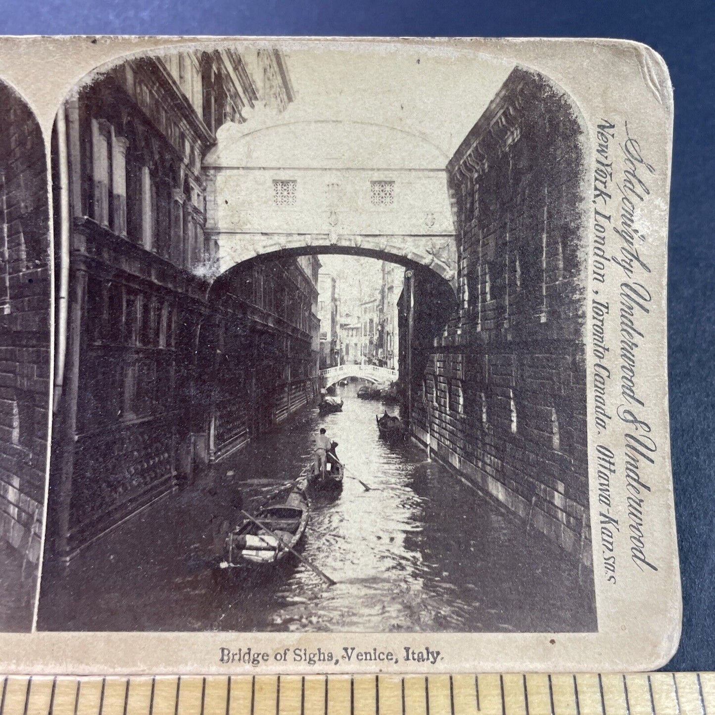 Antique 1880s Gondola Boats In Venice Italy Stereoview Photo Card P3946