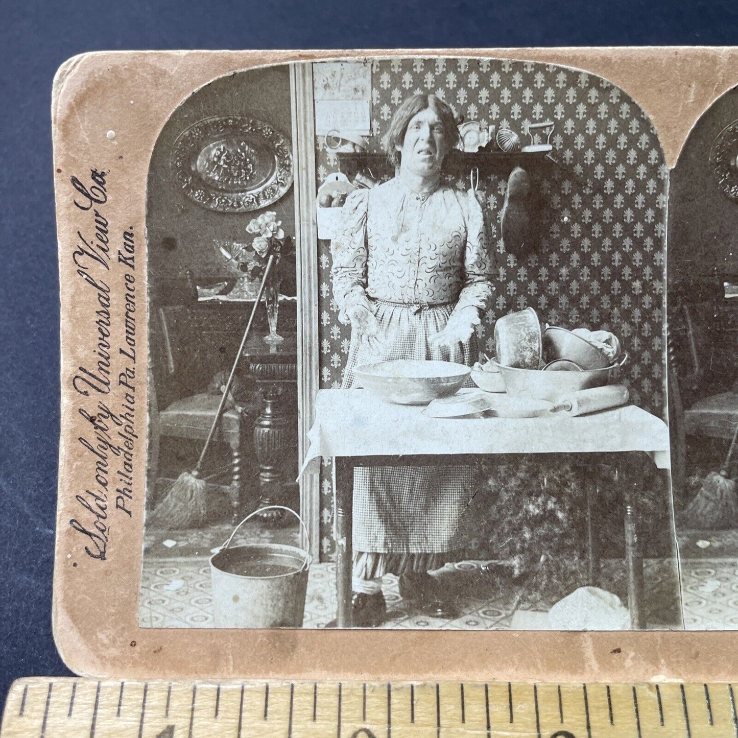 Antique 1902 Man Dresses As Woman French Cook Stereoview Photo Card P2963