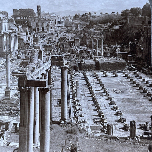 Antique 1904 Ruins Of Roman Forum Rome Italy Stereoview Photo Card P2379