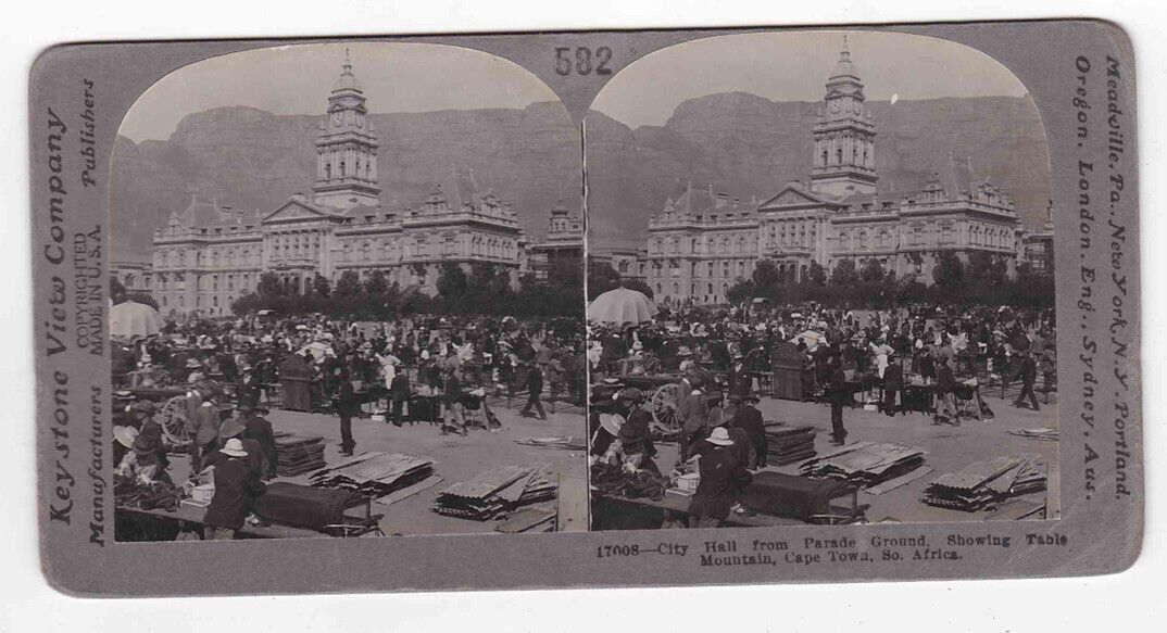 Antique 1905 Newly Opened Cape Town City Hall, South Africa Stereo Card P141