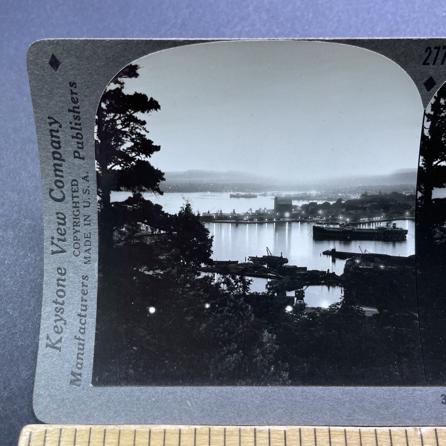 Antique 1920s Oslo Norway City And Harbour View Stereoview Photo Card V2975