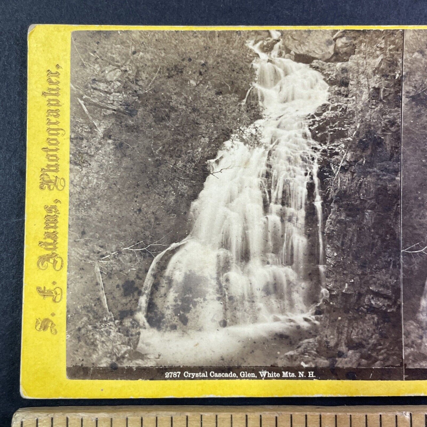 Crystal Cascade Franconia New Hampshire Stereoview S.F. Adams c1870s Y851