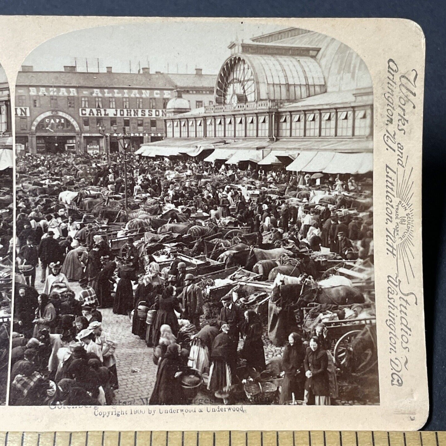 Antique 1880s Farmers In Gothenubrg Sweden Stereoview Photo Card V1809