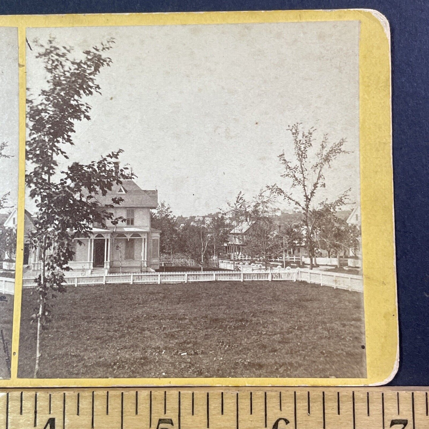 Charles Chamberlain House Stereoview Worcester MA Photo Card Antique c1867 X930