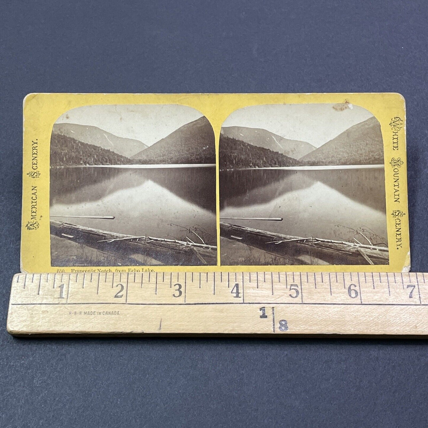 Antique 1870s Echo Lake Franconia Notch NH Stereoview Photo Card V1906