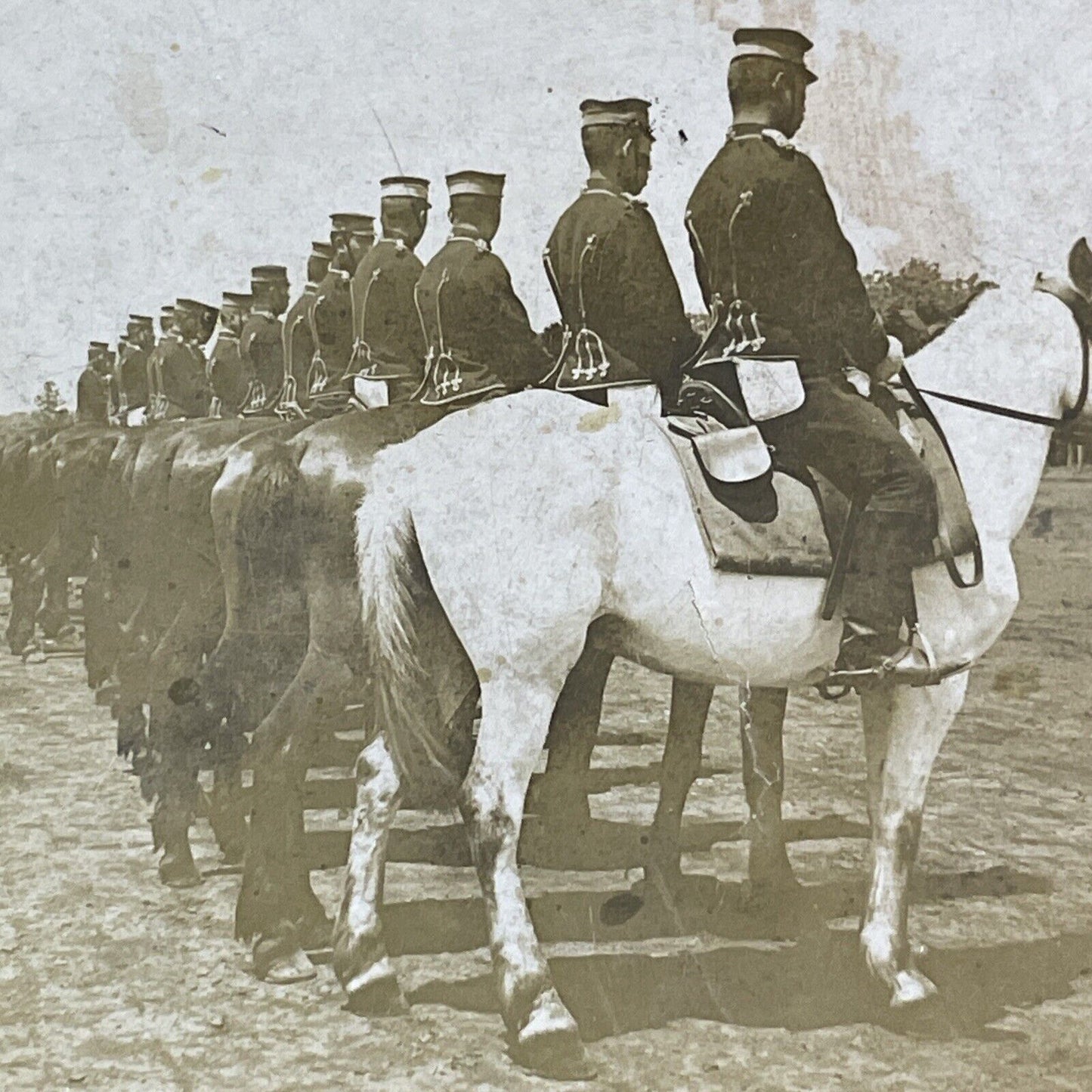 Japanese Military Cavalry In Dalian China Stereoview Antique c1904 X2491