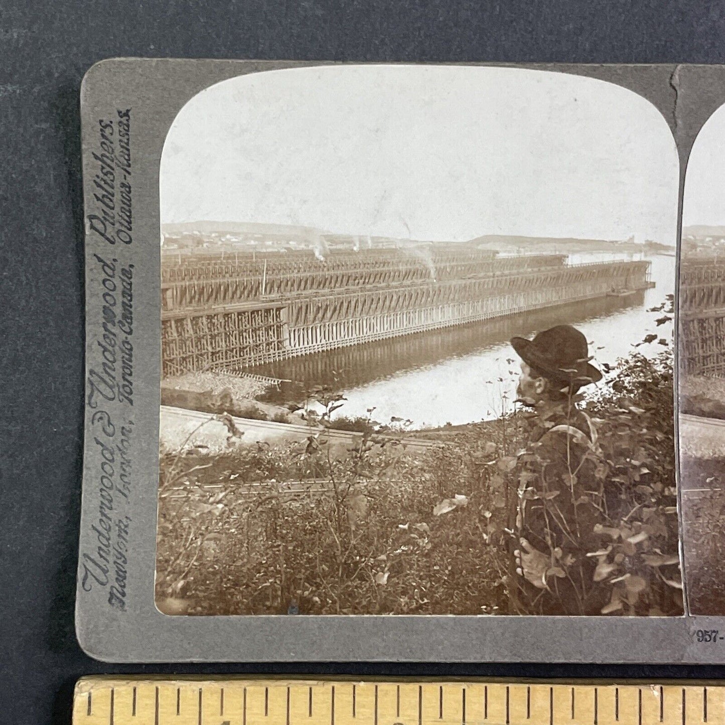 Two Harbors Minnesota Shipping Docks Stereoview Antique c1920s Y1139