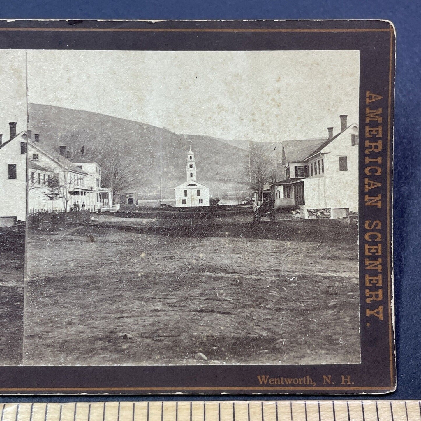 Antique 1870s Wentworth Village Common New Hampshire Stereoview Photo Card V1932