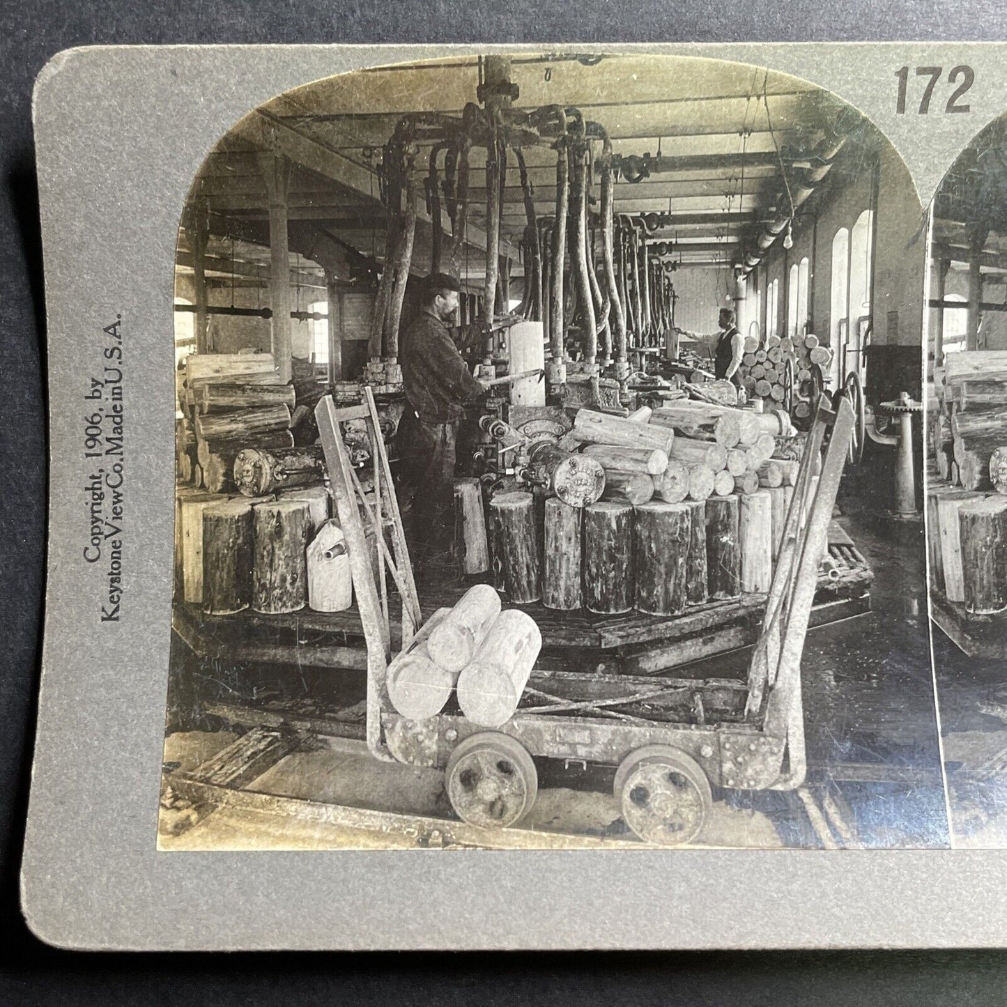 Antique 1906 Lumber Mill Concord New Hampshire Stereoview Photo Card P1524
