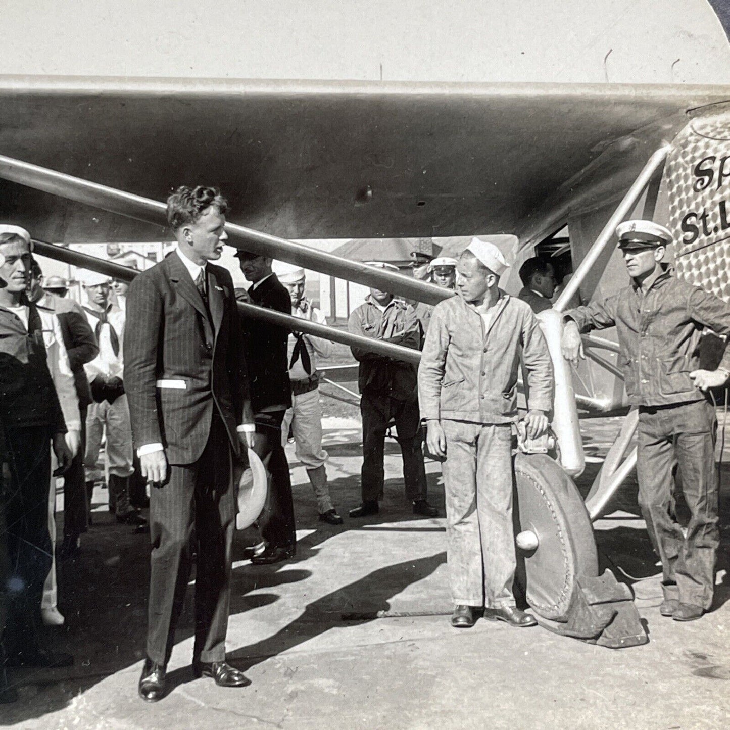 Charles Lindbergh Spirit of St. Louis Airplane Stereoview Antique c1929 Y2771