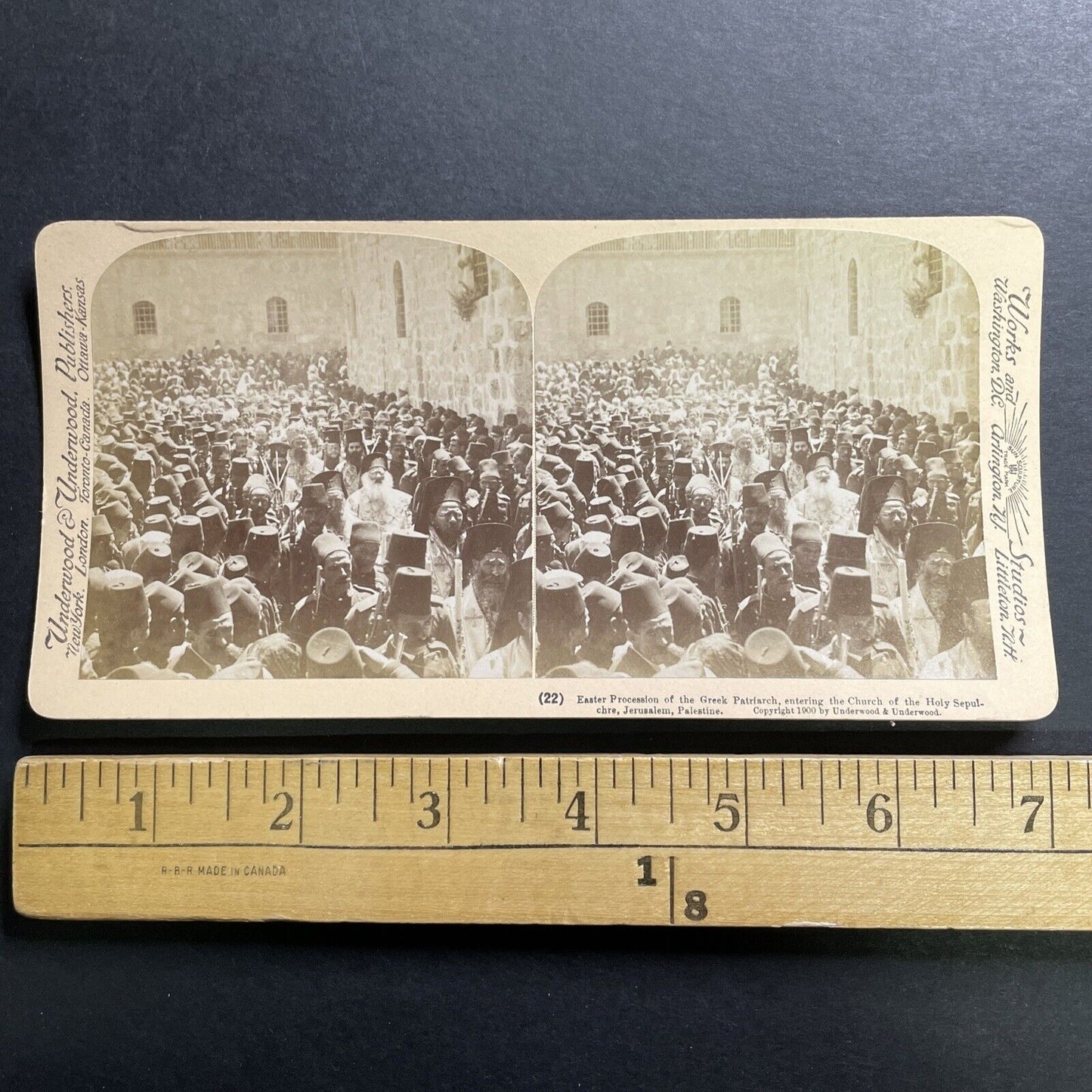 Antique 1900 Easter Procession Jerusalem Israel Stereoview Photo Card P1382