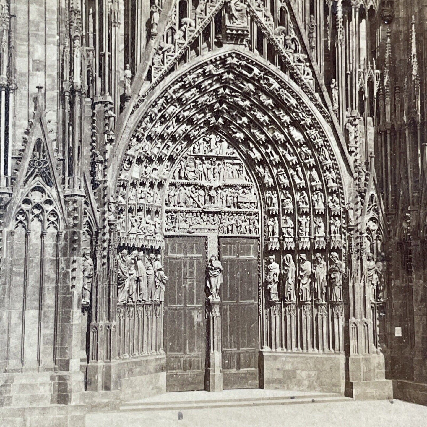 Grand Portal Strasbourg Cathedral France Stereoview Antique c1870s X4240