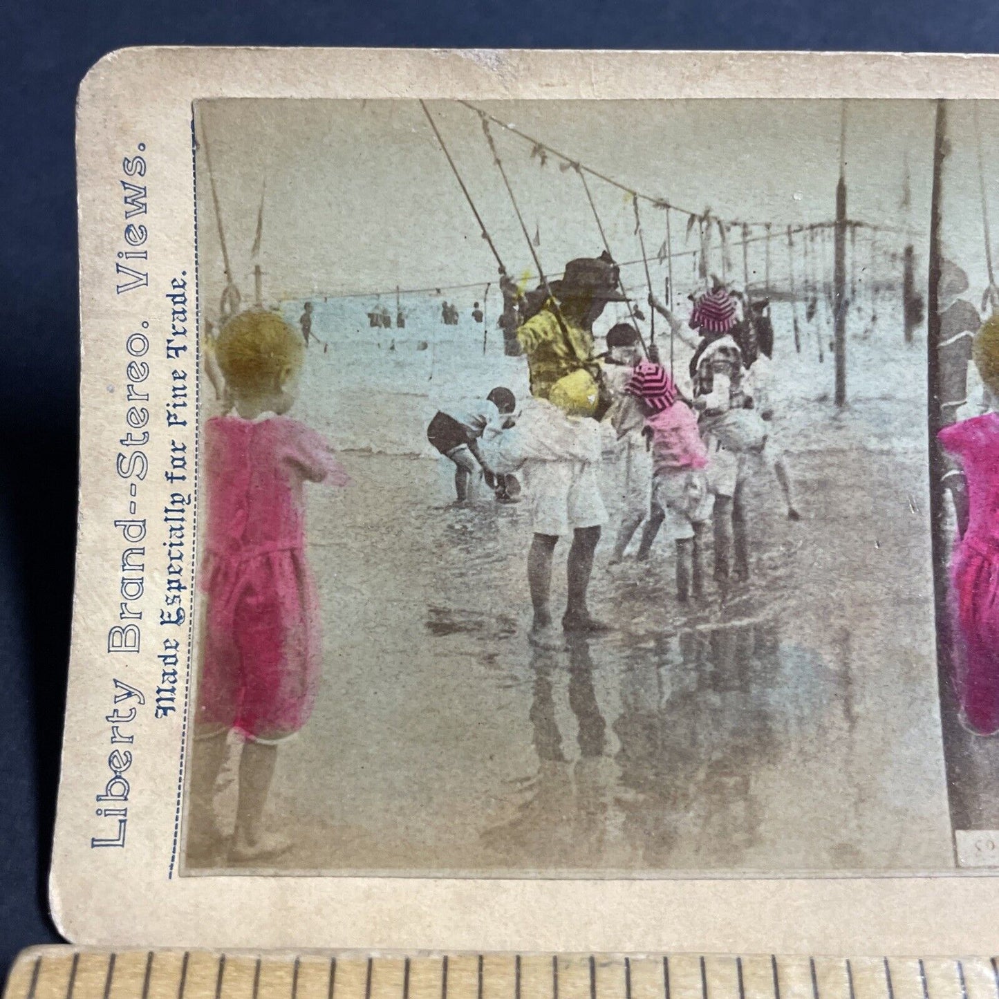 Antique 1880s Children At Brighton Beach England Stereoview Photo Card P4551